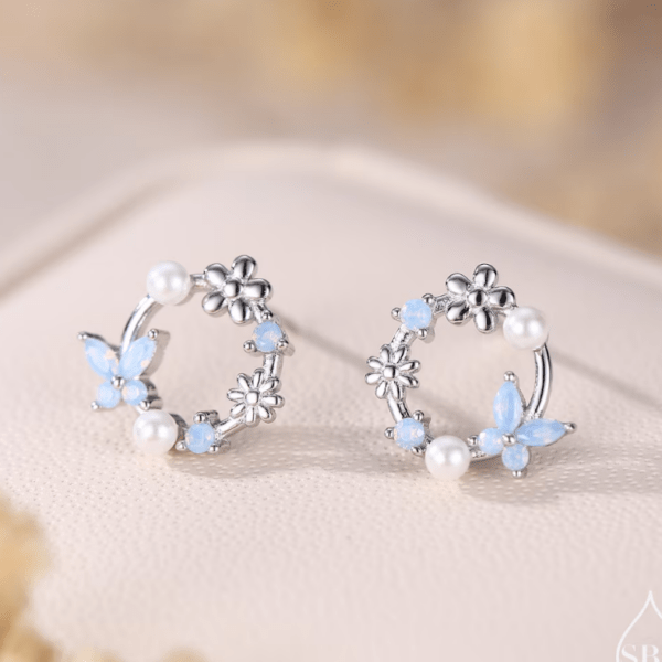STERLING SILVER FLOWER WREATH STUD EARRINGS